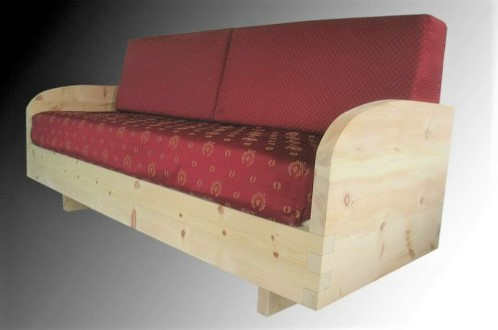 Couch aus Massivholz Zirbe, Maße: 211 x 90 x 90 cm, 100 % metallfrei!